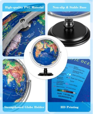 13-Inch Raised Relief Light-Up Globe with AR App – Interactive LED Educational World Globe for Kids