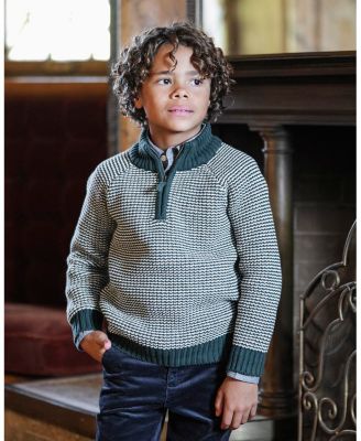 Boys Organic Long Sleeve Half Zip Raglan Ski Sweater