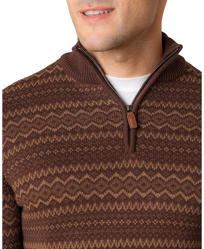 Men's Organic Half Zip Intarsia Pullover Sweater - thumbnail 4
