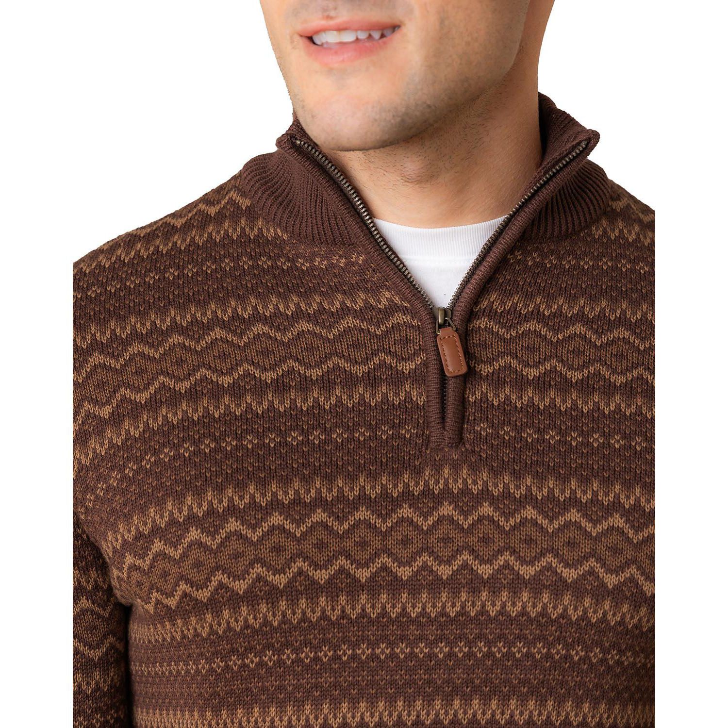 Men's Hope and Henry Organic Half Zip Intarsia Pullover Sweater
