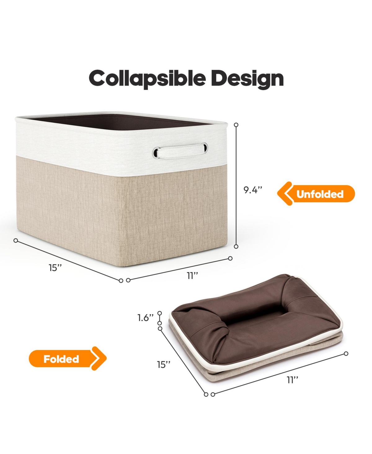 4-Pack Storage Bins, Foldable Storage Baskets with Handles, Sturdy Organizer Bins