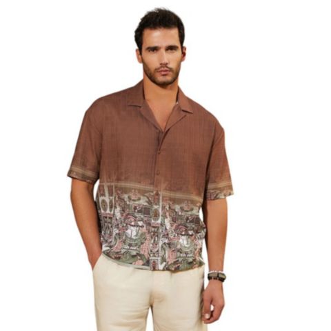 Мужская рубашка Cahoot Campus Sutra Ash Brown Indie-Ombre Oversized, цвет: Коричневый