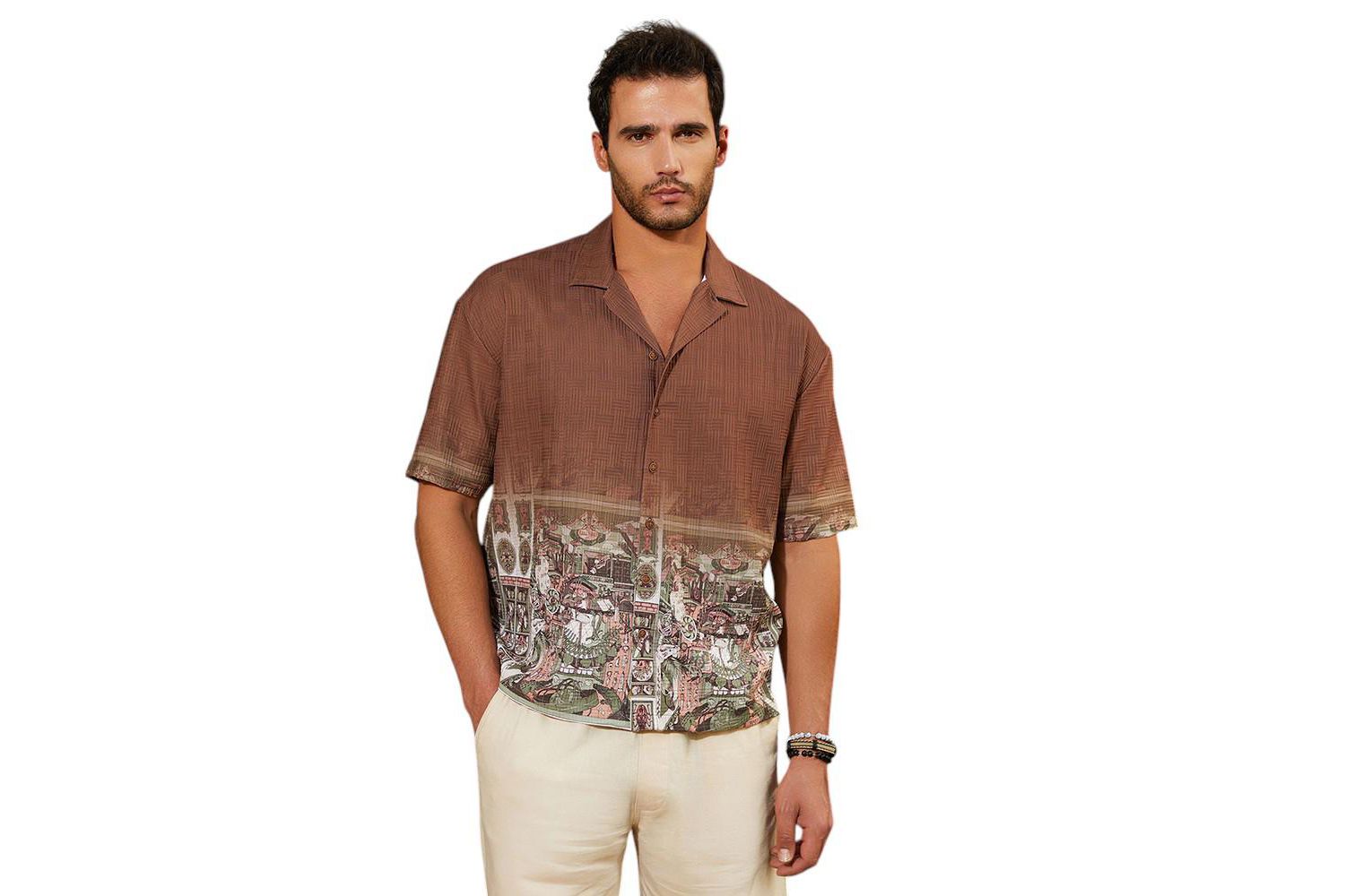 Men's Ash Brown Indie-Ombre Oversized Shirt
