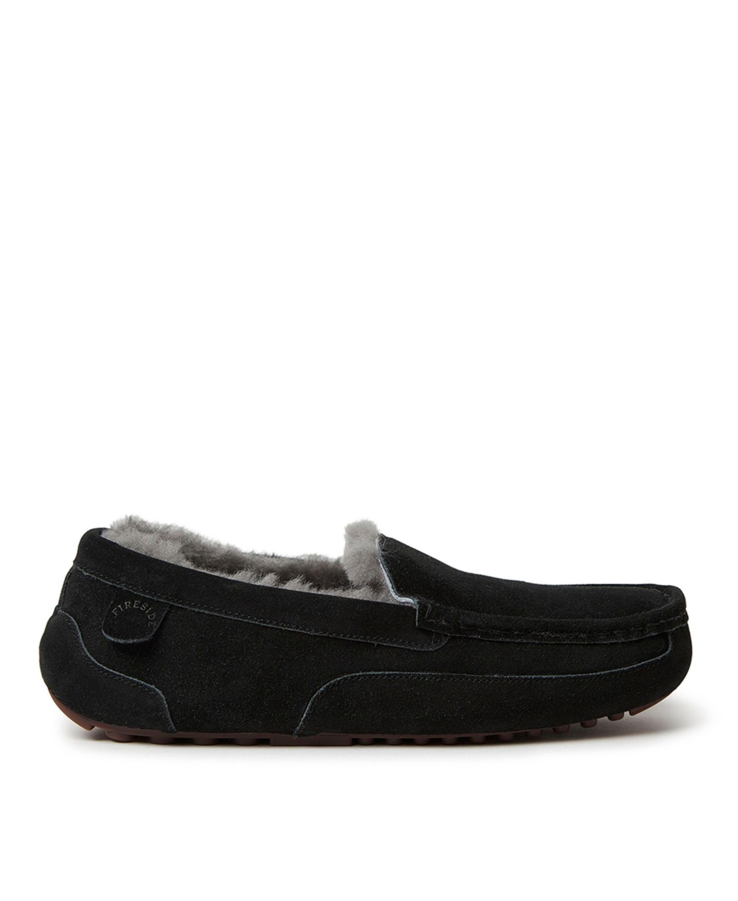 Мужские тапочки Dearfoams Melbourne Genuine Shearling Moccasin Slipper, цвет: Чёрный — фото 2
