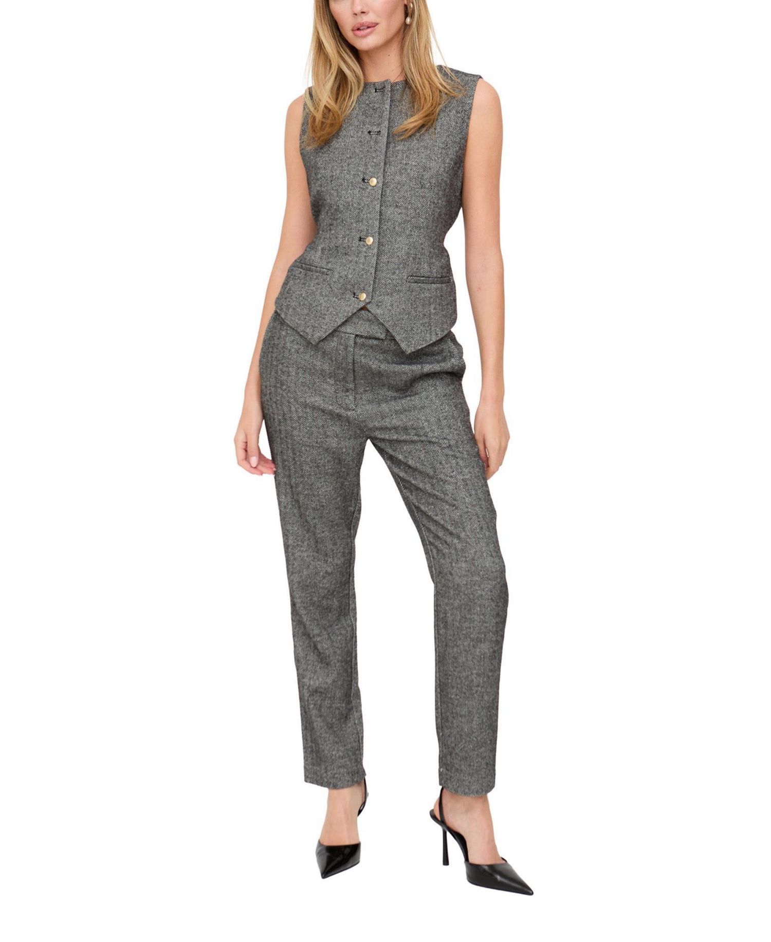 Women's Pandora Tailored Herringbone Print Waistcoat