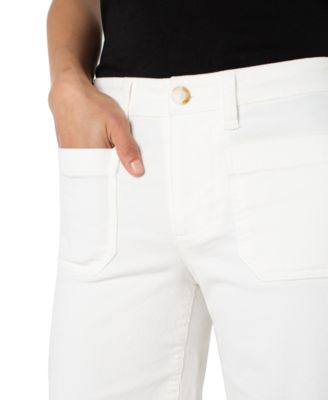 Women's Mid-Rise Crop Wide-Leg Corduroy Pants 