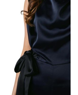 Women's Tie Side Satin Drape Wide Leg Jumpsuit