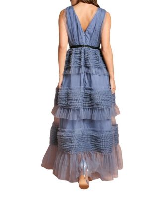 Women's Sleeveless Mesh Wrap Top Maxi Dress