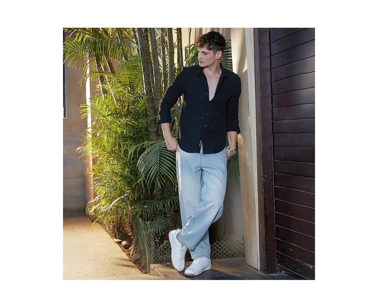 Men's Midnight Black Breezy-Weave Shirt