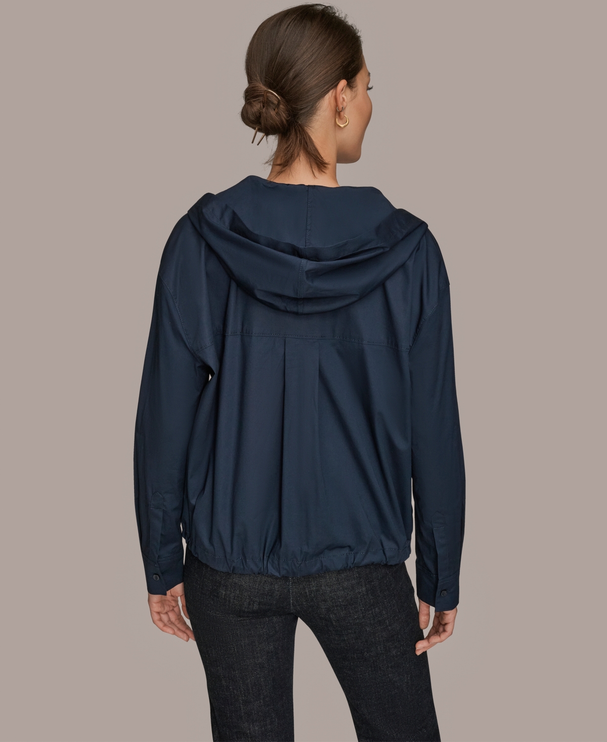 Donna Karan Weekend Women's Long-sleeve Hooded Jacket In Blue