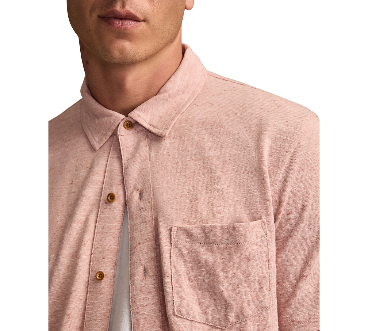 Lucky Brand Men's Short-Sleeve Linen Knit Shirt