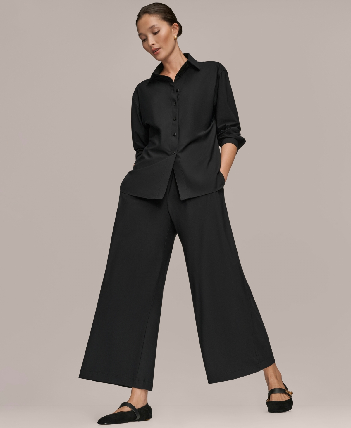 Donna Karan Weekend Women's Button-down Shirt In Black