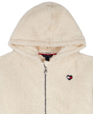 Girls 2T-6X Minky Logo-Stripe Zip Up Hoodie