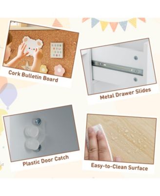 Kids Study Desk and Chair Set Wooden Children Writing Table with Shelves &amp; Drawer