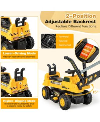 Kids Ride on Excavator Digger Electric Construction Vehicles with Lights & Music