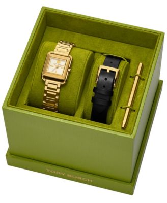 Women's The Kira Square Small Gift Set Quartz Three-Hand Gold Stainless Steel, 19mm
