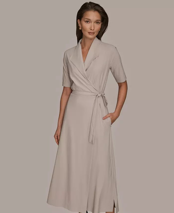 Women's 4-way Stretch Knit Elbow-Sleeve Collared Polo Dress