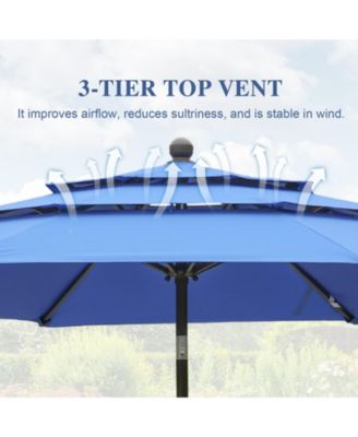 Garden Market Umbrella - 10 FT x 8.3 FT Outdoor Patio Umbrella Round