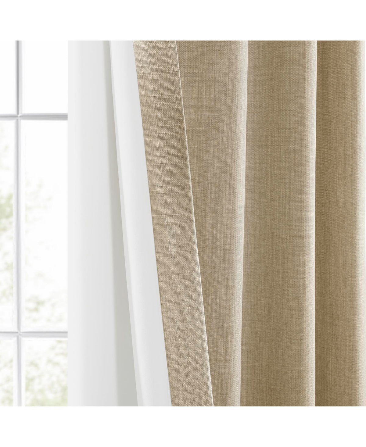 Half Price Drapes Sepia Tan Italian Faux Linen Room Darkening Curtain
