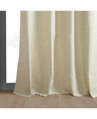 Natural Light Beige Grommet Thermal Cross Linen Weave Blackout Curtain