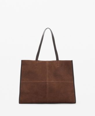 MANGO - Women's Suede Leather Shopper Bag