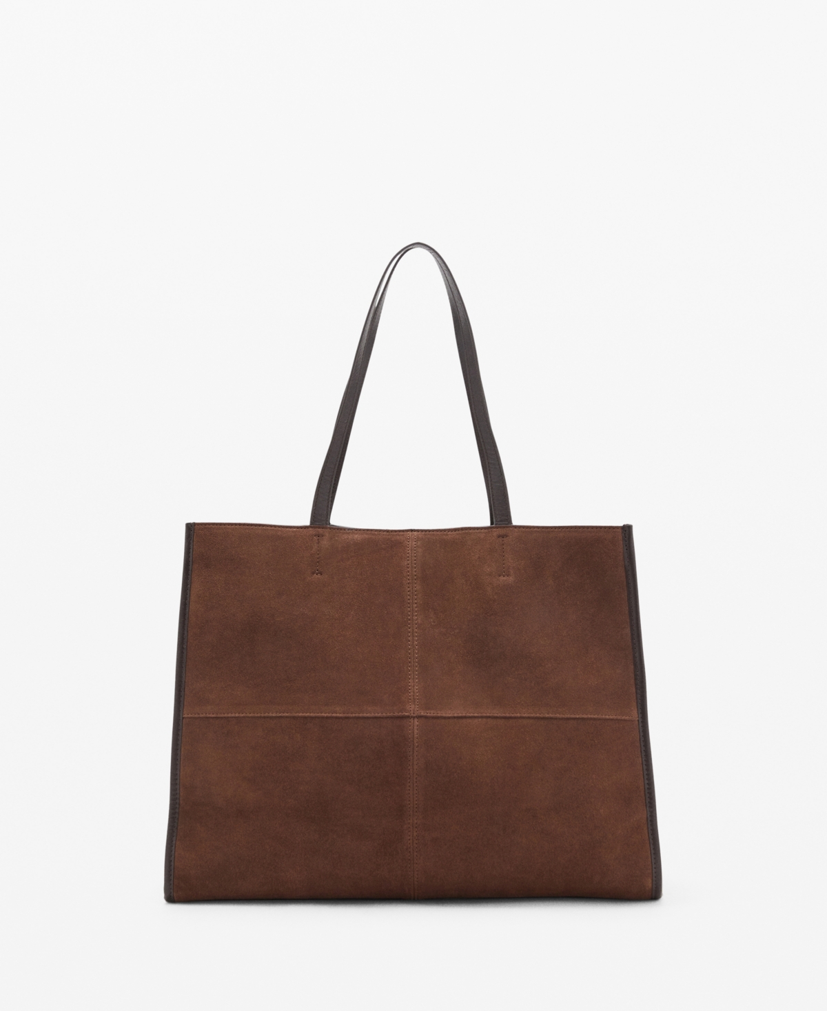 Mango Women's Suede Leather Shopper Bag In Brown