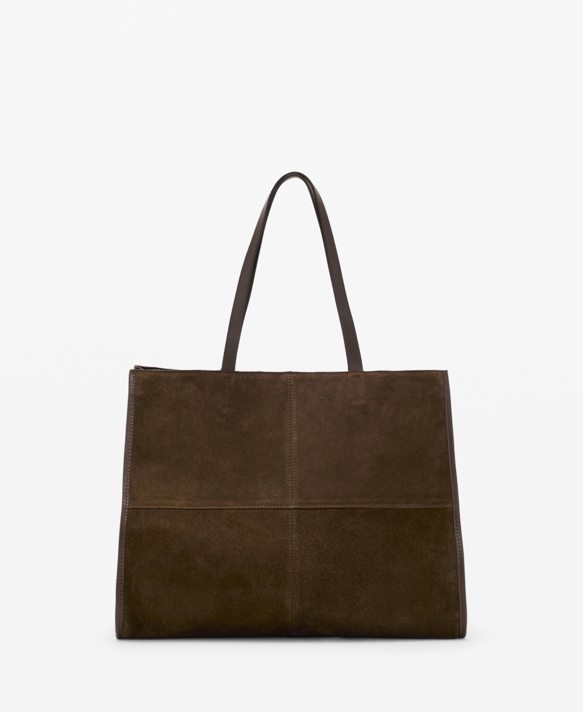 Mango Women's Suede Leather Shopper Bag In Brown