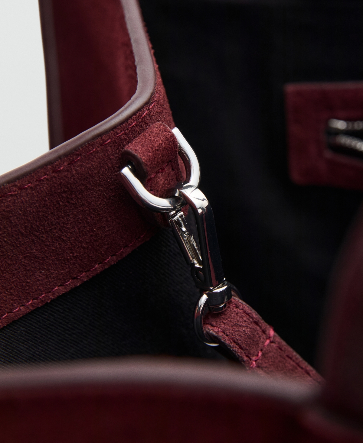 Mango Women's Suede Leather Shopper Bag In Burgundy