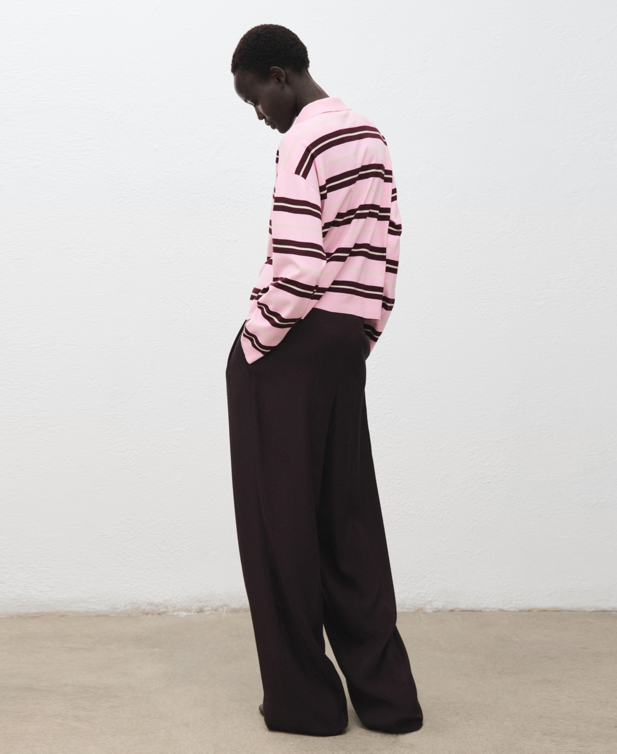 Mango Women's Striped Polo-Neck Sweater