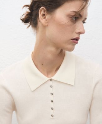 Women's Polo-Neck Ribbed Sweater