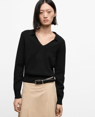 MANGO - Women's Fine-Knit V-Neck Sweater