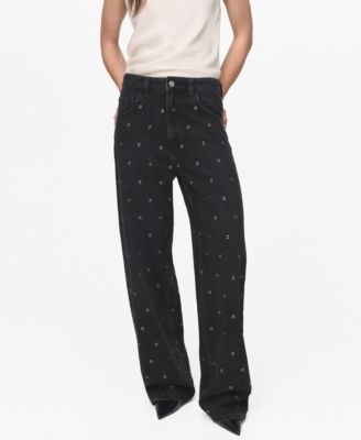 MANGO - Women's Eyelets Detail Balloon Jeans