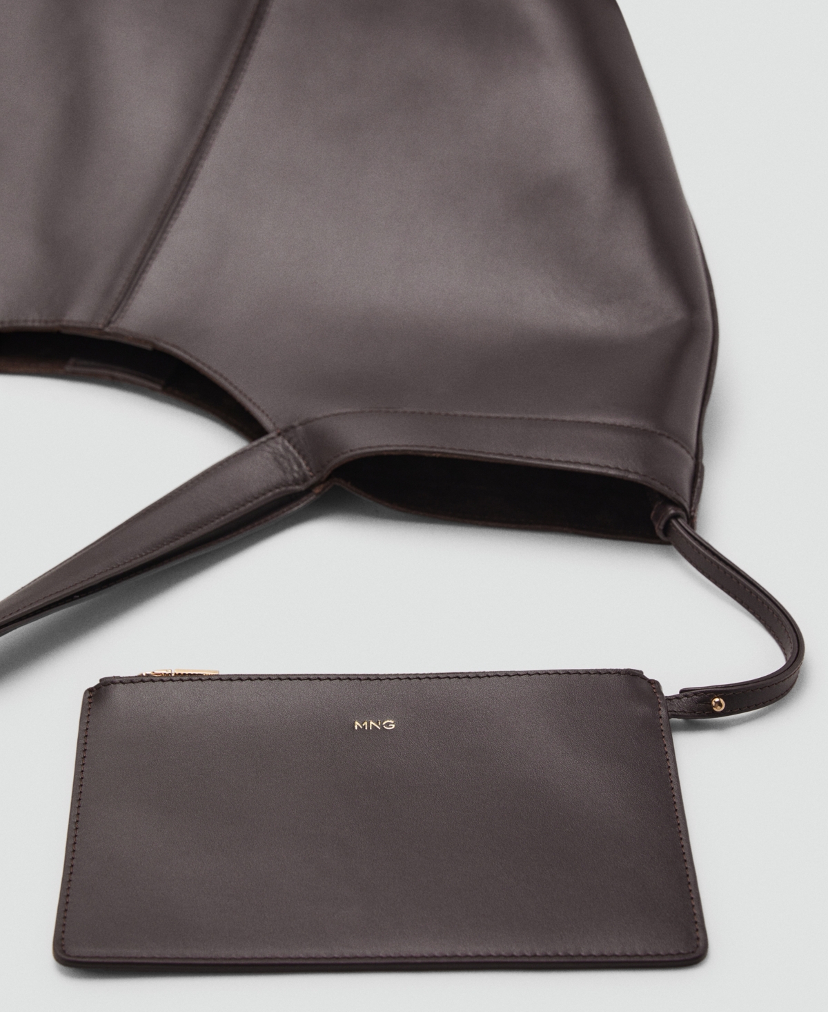 Mango Women's Large Leather Shoulder Bag In Brown