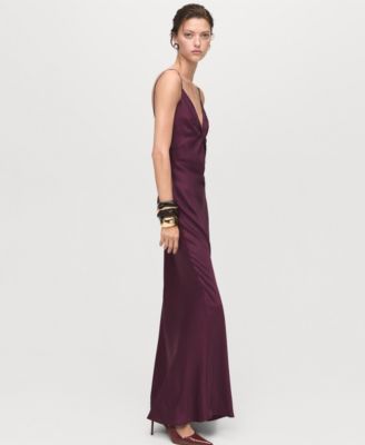 Women's V-Neck Satin Dress