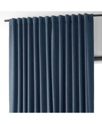 Dark Blue Extra Wide Performance Linen Hotel Blackout Curtain