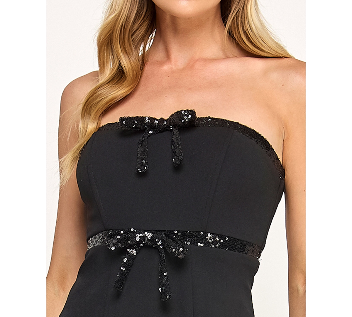 Seni & Cade Juniors' Strapless Drop Waist Mini Dress