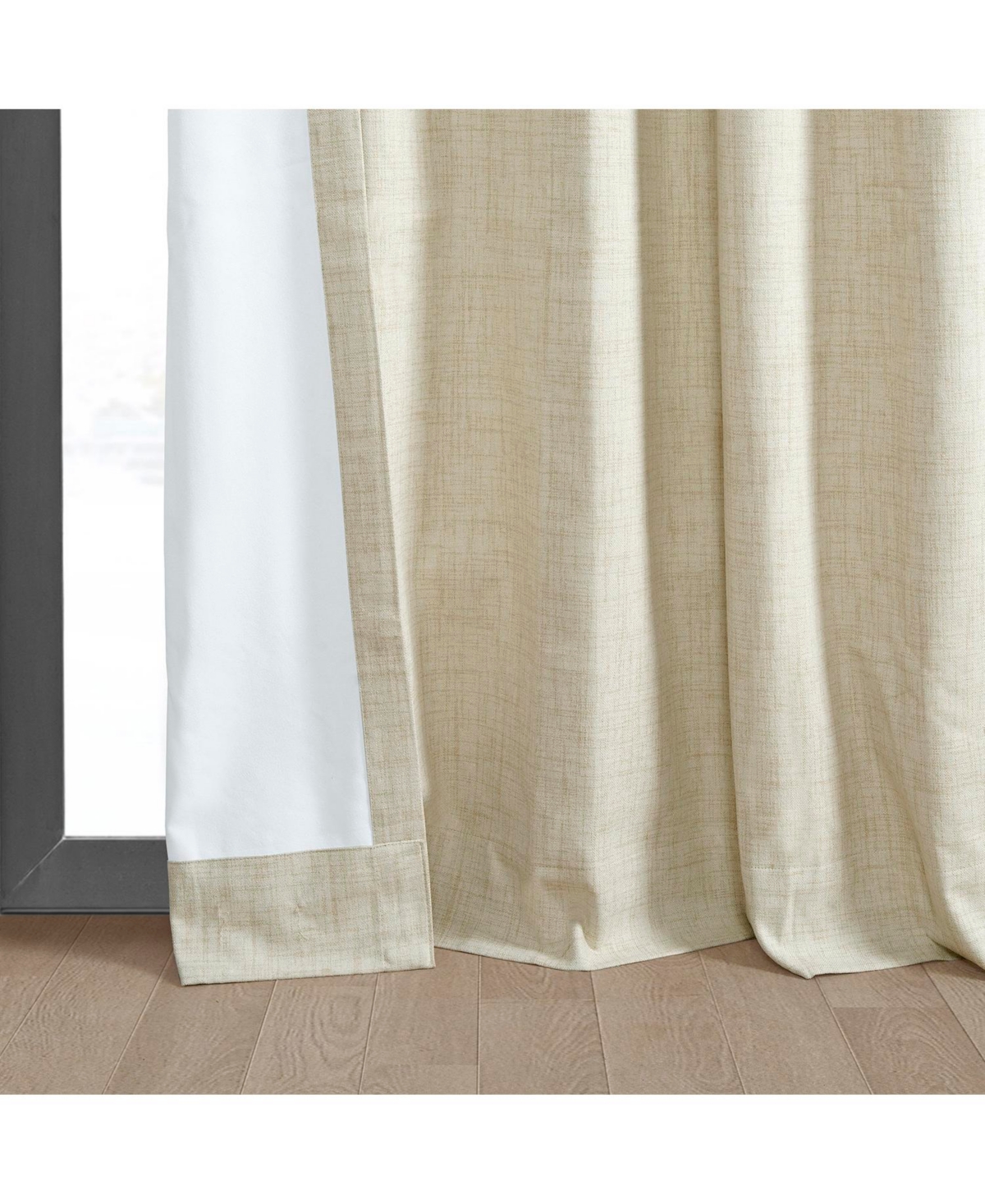 Half Price Drapes Natural Light Beige Thermal Cross Linen Weave Blackout Curtain