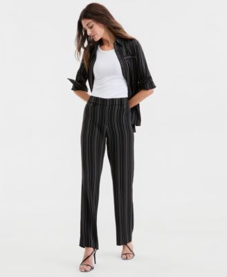 Women's Striped Pull-On Wide-Leg Pants