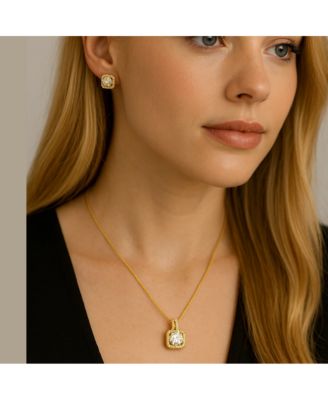 Serena Halo Stud Earrings  Gold & White Gold Plated