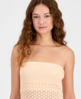 Juniors' Strapless Crochet Tube Top