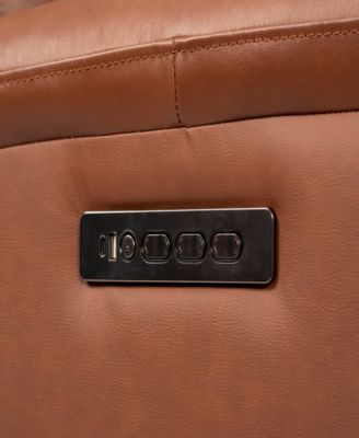 39" Leather Rex Power Swivel Gliding Recliner with Power Headrest Lumbar