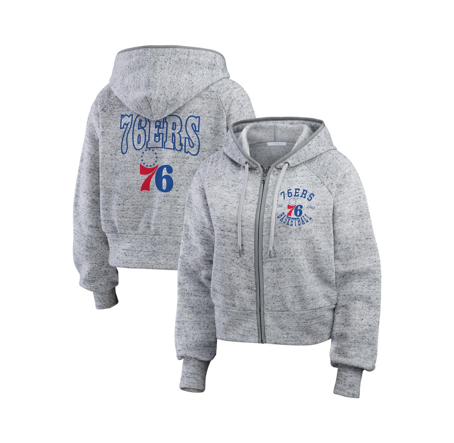 Women's Heather Gray Philadelphia 76ers Speckled Radiator Full-Zip Hoodie