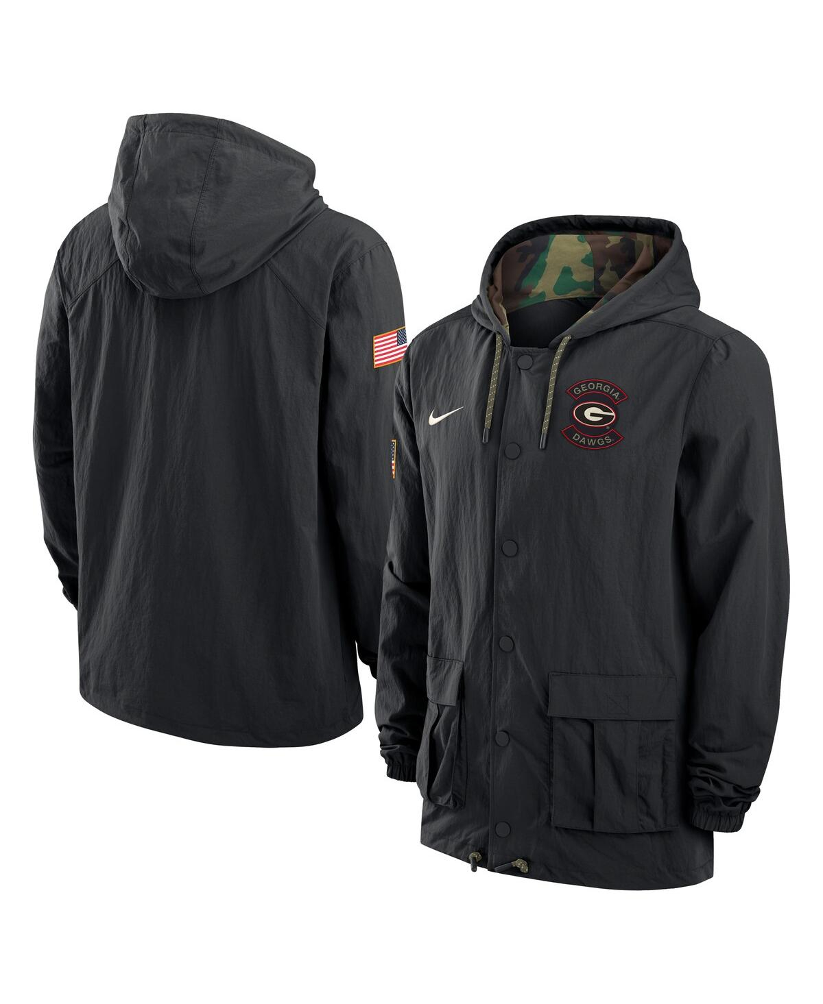 Nike Men's Black Georgia Bulldogs 2025 Ncaa Military Appreciation Full-Snap Jacket