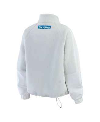 Women's White Detroit Lions Polar Fleece Half-Zip Jacket