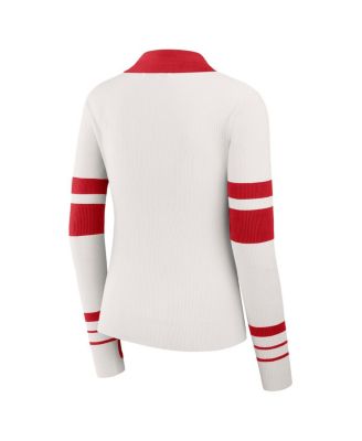 Women's White San Francisco 49ers Ribbed Henley Polo Shirt