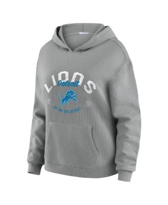 WEAR by Erin Andrews - Women's 2-Piece Gray Detroit Lions Waffle-Knit Long-Sleeve Hoodie and Lounge Pant Set