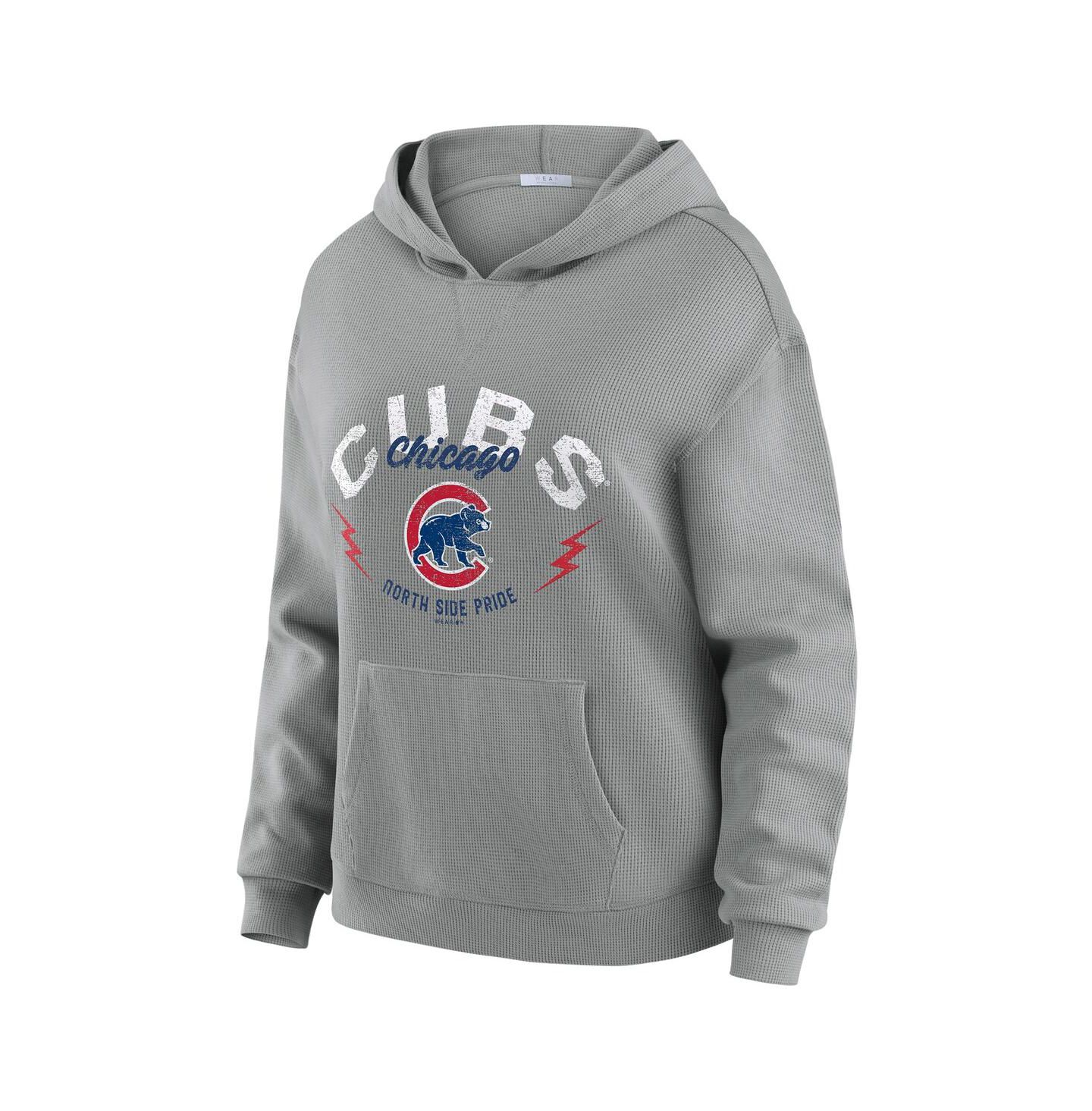 Женский домашний комплект Wear by Erin Andrews Chicago Cubs: вафельный худи и брюки, серый — фото 1
