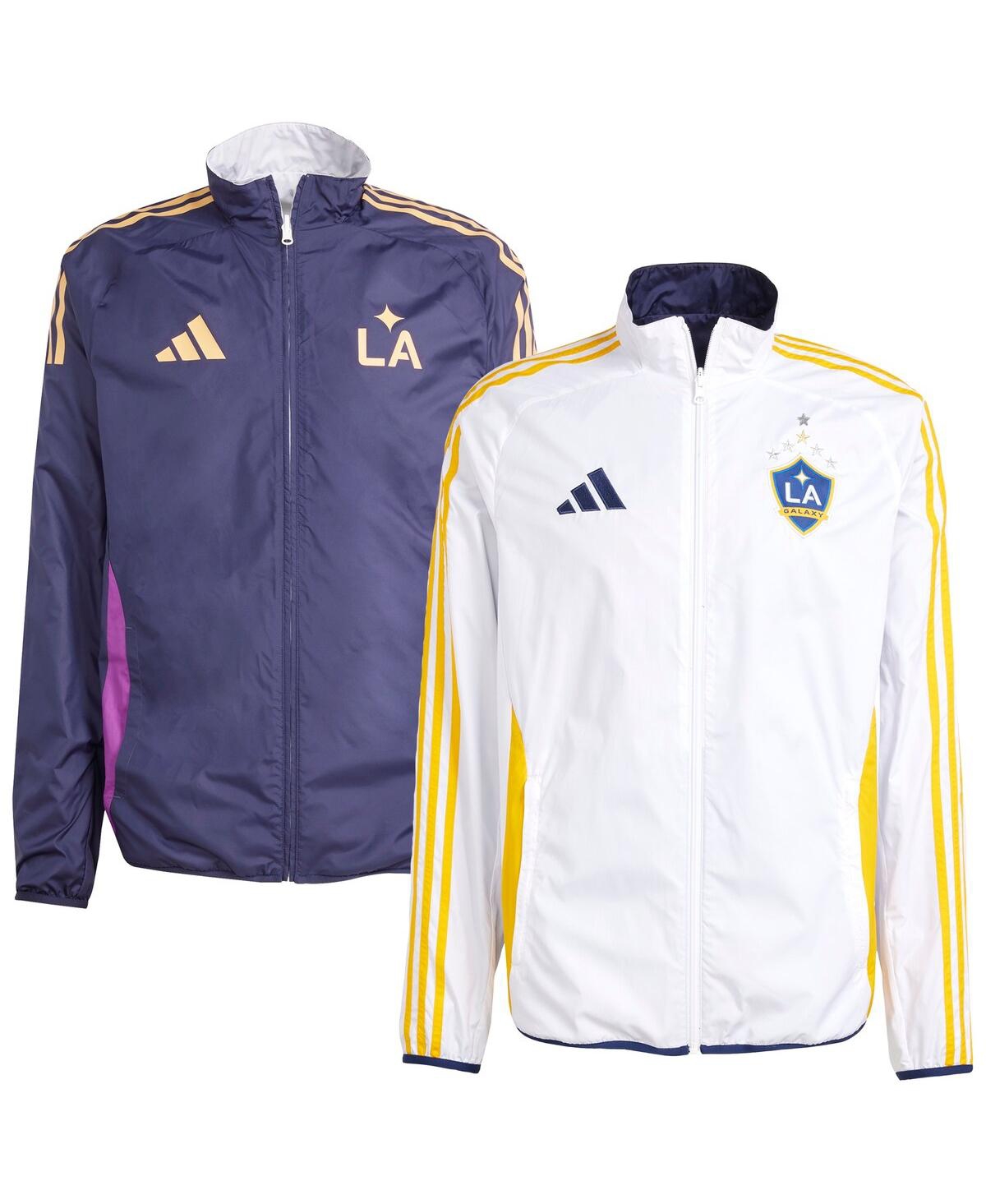 Adidas Men's White/Navy La Galaxy 2025 Anthem Reversible Full-Zip Jacket