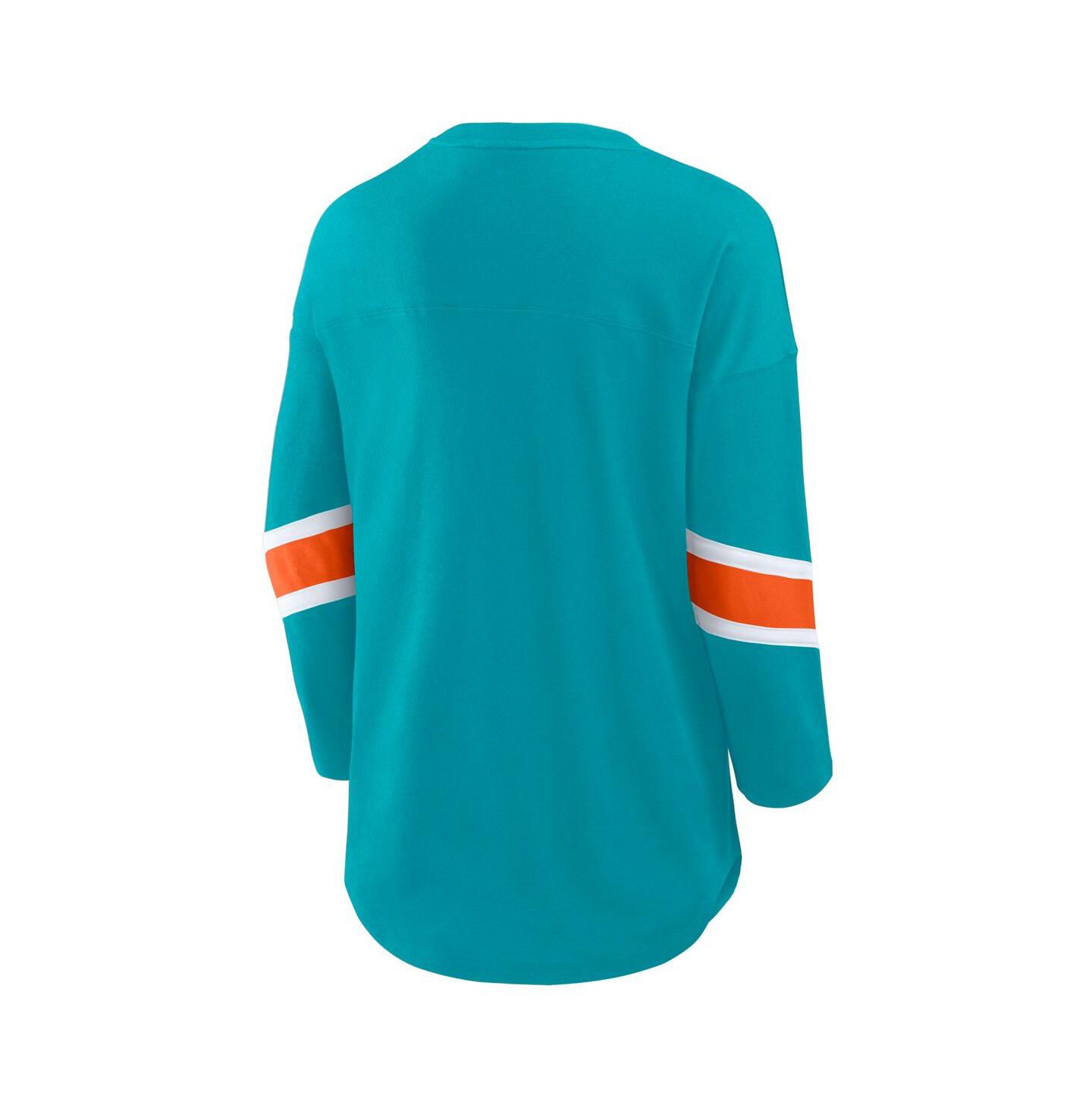 Женская футболка Fanatics Aqua Miami Dolphins Redzone 3/4-Sleeve — фото 3