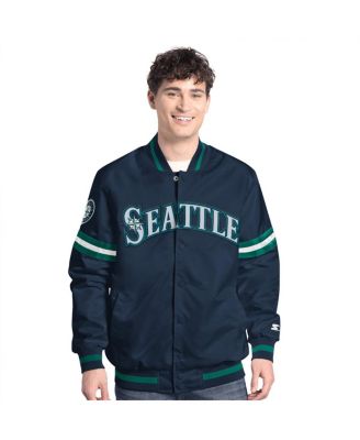 Starter - Men's&nbsp;Navy Seattle Mariners Scout Full-Snap Varsity Jacket